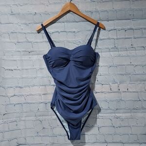 Cupshe Med One Piece Bathing Suit Medium Tummy Contouring Purple Modest Flawed